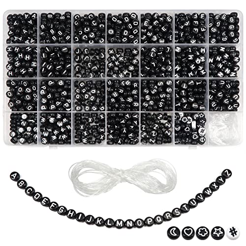 TOAOB 1440 Stück 4x7mm Schwarz Buchstabenperlen Weiß Wort A bis Z und Andere Rund Acryl Spacer Perlen und 15 Meter Elastische Linie für Schmuckherstellung TOAOB 1440 Stück 4x7mm Schwarz Buchstabenperlen Weiß Wort A bis Z und Andere Rund Acryl Spacer Perlen und 15 Meter Elastische Linie für Schmuckherstellung von TOAOB THE ONE AND ONLY BABY