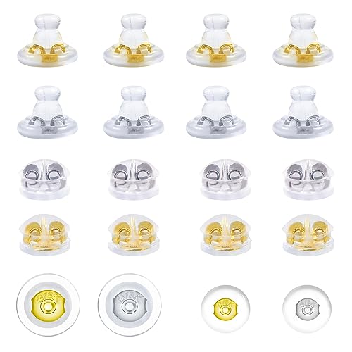 TOAOB 16 Stück 18 Karat Gold Ohrring Ohrstopper Sicherheit Klar Gummi Ohrstopper Ohrringe Verschlüsse Kunststoff Ohrring Rücken Earring Backs 2 Stile für Haken Ohrstecker DIY Schmuckherstellung von TOAOB THE ONE AND ONLY BABY