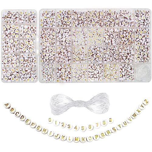TOAOB 1940 Stück 4x7mm Weiß Rund Buchstabenperlen Gold Wort A bis Z mit Liebe Herz und Nummer 0 bis 9 Acryl Spacer Perlen für Schmuckherstellung TOAOB 1940 Stück 4x7mm Weiß Rund Buchstabenperlen Gold Wort A bis Z mit Liebe Herz und Nummer 0 bis 9 Acryl Spacer Perlen für Schmuckherstellung von TOAOB THE ONE AND ONLY BABY