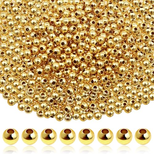 TOAOB 200 Stück Metall Abstandsperlen Messing 18K Vergoldet 2mm Distanzperlen Quetschperlen Gold für Schmuck Armbänder Halskette DIY Handwerk von TOAOB THE ONE AND ONLY BABY