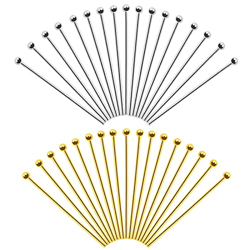 TOAOB 200 Stück Nietstifte 30 mm Kugelkopfstifte Gold Und Silber Kopfstifte Metall Schmuckstifte Headpins Kettelstifte Schmuck Zubehör für Ohrring Halsketten Schmuckherstellung Anhänger von TOAOB THE ONE AND ONLY BABY