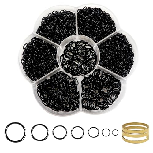 TOAOB 2300 Stück Jump Ringe Spaltringe Schwarz 3mm bis 10mm Metall Kettenringe Biegeringe mit Ring Öffner für Halsketten Armband DIY Schmuckherstellung von TOAOB THE ONE AND ONLY BABY