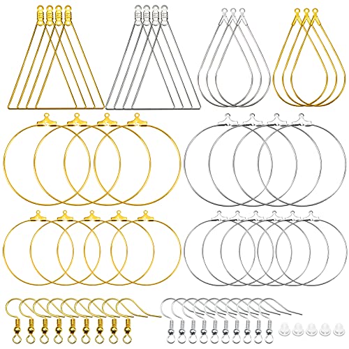 TOAOB 280 Stück Ohrring Hoop Metall Golden Silber Ton Ohrring Perlen Creolen Runde Tropfenform Dreieckige und Ohrhaken Kunststoff Ohrstöpsel für Schmuckherstellung von TOAOB THE ONE AND ONLY BABY