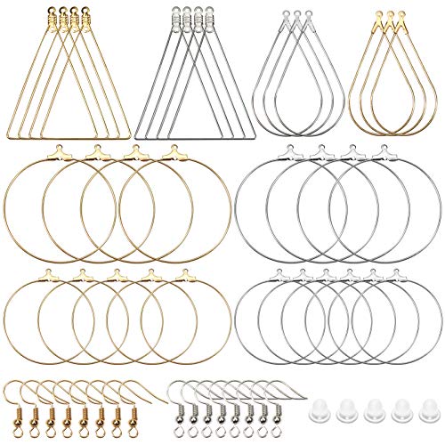 TOAOB 280 Stück Ohrring Hoop Metall Platin Ton K Gold Ohrring Perlen Creolen Runde Tropfenform Dreieckige und Ohrhaken Kunststoff Ohrstöpsel für Schmuckherstellung von TOAOB THE ONE AND ONLY BABY