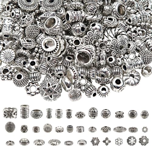 TOAOB 300 Stück 35 Stile Tibetischen Zwischenperlen Metallperlen Spacer Perlen für Armbänder zum Basteln Bastelperlen Set mit Loch zum Auffädeln Schmuckzubehör von TOAOB THE ONE AND ONLY BABY
