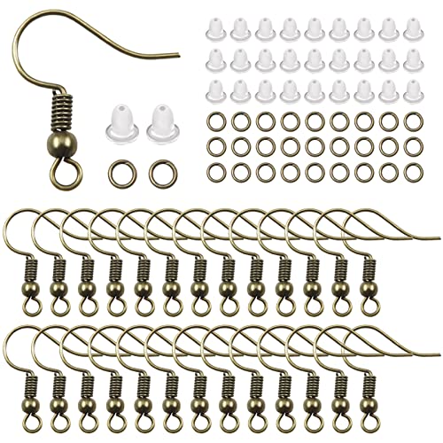 TOAOB 300 Stück 18 x 19 mm Alte Bronze Ohrringe Selber Machen Set mit 925 Silber Ohrhaken Ohrring Verschlüsse und 4 mm Biegeringe Schmuck Basteln Zubehör für DIY Ohrhänger von TOAOB THE ONE AND ONLY BABY