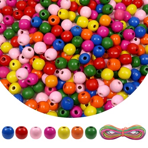 TOAOB 300 Stück Natürliche Runde Bunte Holzperlen set 14 mm Runde Holzperle Basteln mit Loch für DIY Schmuck Herstellung von TOAOB THE ONE AND ONLY BABY
