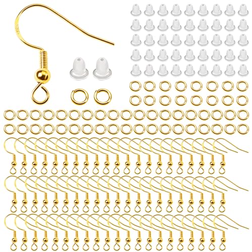 TOAOB 300 Stück Ohrringe Selber Machen Set Gold mit 925 Versilbert Silber Ohrhaken Ohrring Verschlüsse und Biegeringe Schmuck Basteln Zubehör für DIY Ohrhänger Schmuckherstellung von TOAOB THE ONE AND ONLY BABY