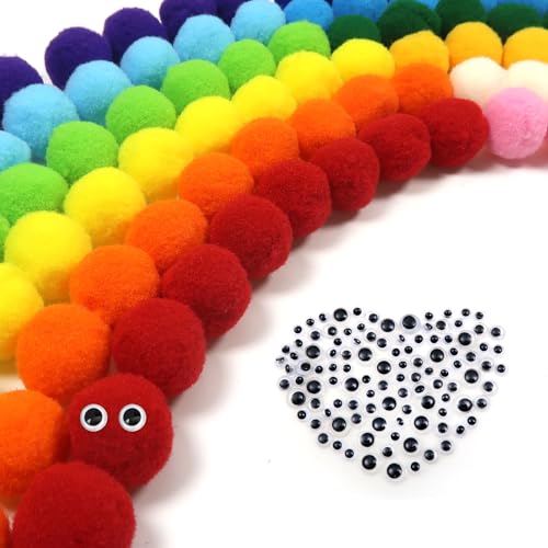 TOAOB 300 Stück Pompon 25 mm Bunte Große Pompons zum Basteln Flauschigen Plüsch Bälle Bommeln mit Selbstklebend Wackelaugen für Lustige DIY Kreative Handwerk TOAOB 300 Stück Pompon 25 mm Bunte Große Pompons zum Basteln Flauschigen Plüsch Bälle Bommeln mit Selbstklebend Wackelaugen für Lustige DIY Kreative Handwerk von TOAOB THE ONE AND ONLY BABY