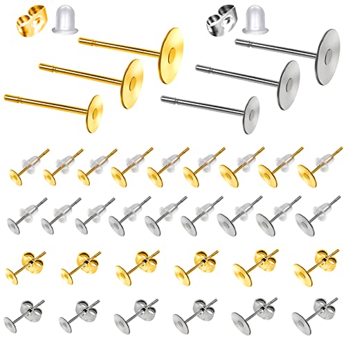 TOAOB 300 Stück Stahlfarbe und Goldfarbe Rostfreier Stahl Ohrstecker Rohling 4mm 6mm 8mm mit Plastik und Edelstahl Ohrring Stopper Set für Schmuckherstellung TOAOB 300 Stück Stahlfarbe und Goldfarbe Rostfreier Stahl Ohrstecker Rohling 4mm 6mm 8mm mit Plastik und Edelstahl Ohrring Stopper Set für Schmuckherstellung von TOAOB THE ONE AND ONLY BABY