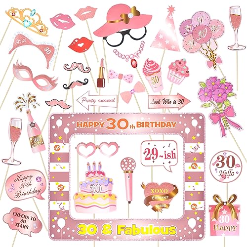 TOAOB 31 Stück 30 Geburtstag Fotobox Accessoires Party Zubehör Aufblasbarer 1 Stück Fotorahmen Aufblasbar mit 30 Stück Fotorequisiten Photo Booth Props Requisiten Dekoration von TOAOB THE ONE AND ONLY BABY