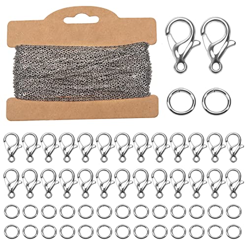 TOAOB 32 Füße Edelstahl Gliederkette Kabel Kette Link Kette Halskette Silber 3mm mit 20 Karabiner Verschlüsse und 50 Sprung Ringe für DIY Schmuck Basteln Herstellung TOAOB 32 Füße Edelstahl Gliederkette Kabel Kette Link Kette Halskette Silber 3mm mit 20 Karabiner Verschlüsse und 50 Sprung Ringe für DIY Schmuck Basteln Herstellung von TOAOB THE ONE AND ONLY BABY