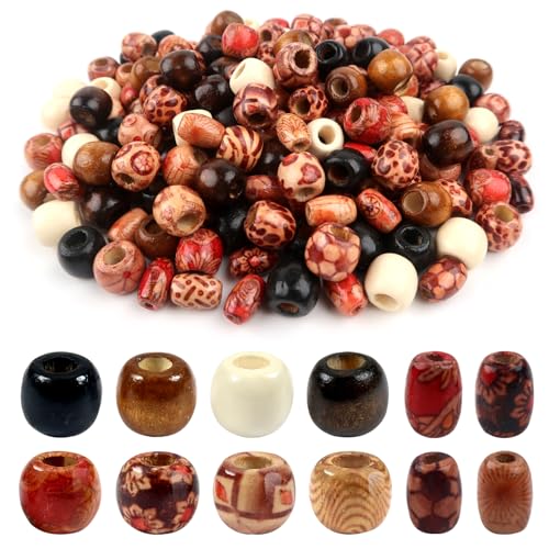 TOAOB 360 Stück Holzperlen mit gemaltem Muster Runde Bunt 12mm Spacer Perlen für DIY Schmuck DIY Basteln Haar Handwerk von TOAOB THE ONE AND ONLY BABY