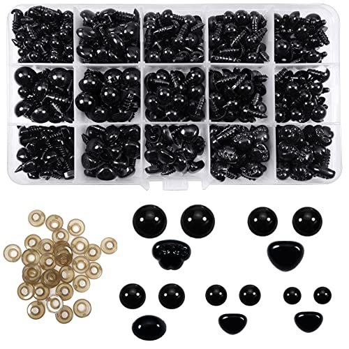 TOAOB 360 Stück Puppenaugen Sicherheitsaugen und Nasen 6mm bis 12mm Schwarz Kunststoff Bastel Augen mit Unterlegscheiben für Puppe Marionette TOAOB 360 Stück Puppenaugen Sicherheitsaugen und Nasen 6mm bis 12mm Schwarz Kunststoff Bastel Augen mit Unterlegscheiben für Puppe Marionette von TOAOB THE ONE AND ONLY BABY