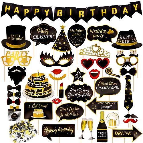 TOAOB 39 Stück Party Foto Requisiten Fotobox Accessoires und 1 Stück Just Married Banner Party Photo Booth Props Set für Weihnachten Hochzeit Valentinstag von TOAOB THE ONE AND ONLY BABY