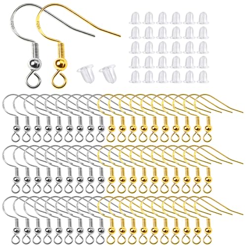TOAOB 400 Stück Ohrhaken 18 mm Gold und Silber und Rücken Verschlüsse aus transparentem Silikon mit Kunststoff Ohrstöpsel für Basteln und Schmuckherstellung TOAOB 400 Stück Ohrhaken 18 mm Gold und Silber und Rücken Verschlüsse aus transparentem Silikon mit Kunststoff Ohrstöpsel für Basteln und Schmuckherstellung von TOAOB THE ONE AND ONLY BABY