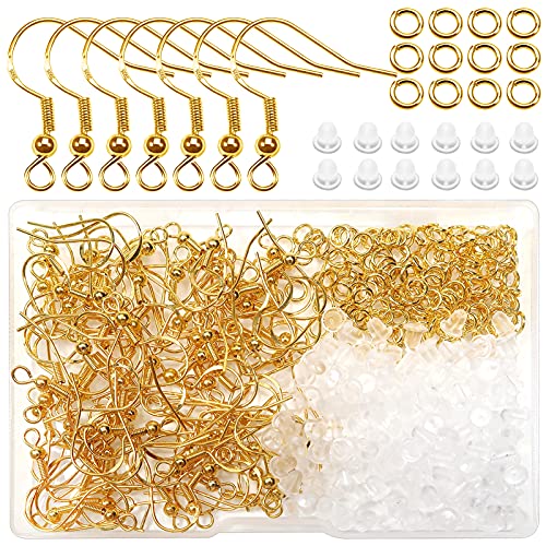 TOAOB 400 Stück Ohrringe Selber Machen Set Metall Ohrhaken Ohrring Verschlüsse und Biegeringe Gold Schmuck Basteln Zubehör für DIY Ohrhänger Schmuckherstellung von TOAOB THE ONE AND ONLY BABY