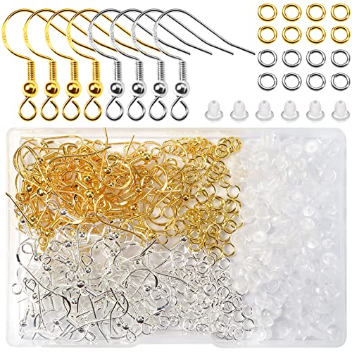 TOAOB 400 Stück Ohrringe Selber Machen Set mit Silber Gold Ohrhaken Stück Ohrring Verschlüsse und Stück Biegeringe Schmuck Basteln Zubehör für DIY Ohrhänger Schmuckherstellung von TOAOB THE ONE AND ONLY BABY