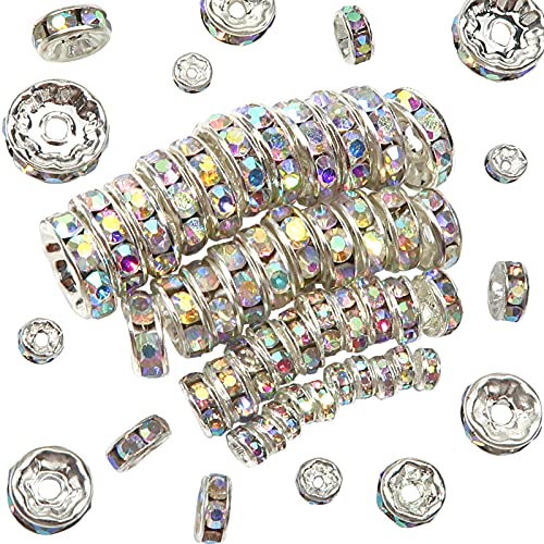 TOAOB 400 Stück Rondelle Strass Spacer Perlen AB Farbe 4mm bis 10mm Metall Kristall Strasssteine Zwischenperlen für Schmuckherstellung von TOAOB THE ONE AND ONLY BABY