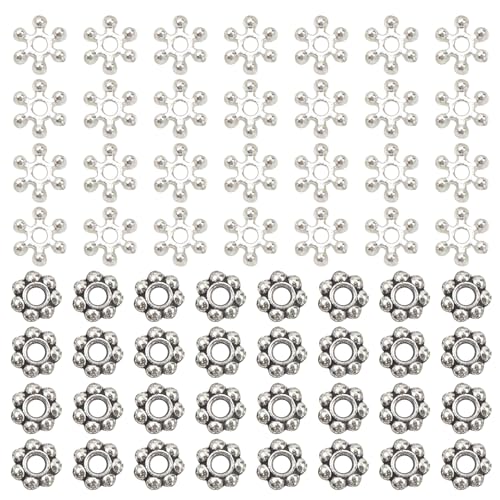 TOAOB 400 Stück silberfarbene Schneeflocken-Abstandshalter und Antik-Silber-Ton Gänseblümchen-Abstandshalter, 6 mm für Schmuckherstellung TOAOB 400 Stück silberfarbene Schneeflocken-Abstandshalter und Antik-Silber-Ton Gänseblümchen-Abstandshalter, 6 mm für Schmuckherstellung von TOAOB THE ONE AND ONLY BABY