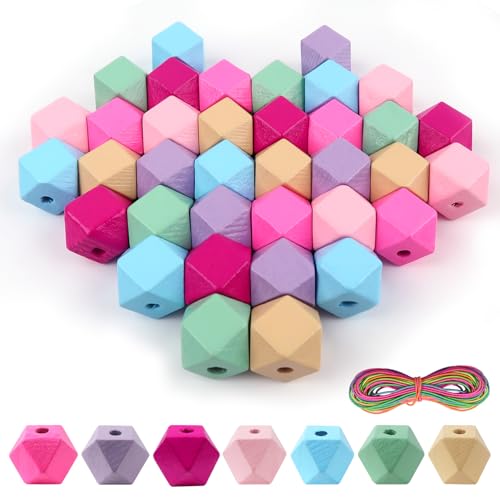 TOAOB 42 Stück Natürliche Achteckig Bunte Holzperlen zum Auffädeln Holzkugeln 15mm mit Loch set Geometrische Holz Perlen Basteln für DIY Schmuck Herstellung TOAOB 42 Stück Natürliche Achteckig Bunte Holzperlen zum Auffädeln Holzkugeln 15mm mit Loch set Geometrische Holz Perlen Basteln für DIY Schmuck Herstellung von TOAOB THE ONE AND ONLY BABY