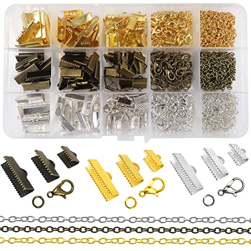 TOAOB 498 Stück Schmuck DIY Basteln Set Metall Gold Silber Bronze Karabinerverschluss Offenen Biegeringen Kettenverlängerungen Klemmbleche für DIY Halskette Armband Schmuckherstellung von TOAOB THE ONE AND ONLY BABY