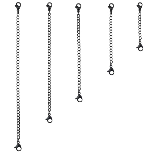 TOAOB 5 Stück Edelstahl Halskette Extender Armband Verlängerung Kette Schwarz 5 cm 7.5 cm 10 cm 12.5 cm 15 cm Breit 3 mm für Halskette Armband Schmuckherstellung von TOAOB THE ONE AND ONLY BABY