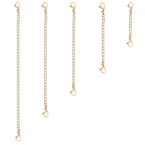 TOAOB 5 Stück Kettenverlängerung Golden Edelstahl Halskette Extender 5cm 7.5cm 10cm 12.5cm 15cm Breit 3mm Verlänger Halskette Armband Verlängerungskette für Schmuckherstellung von TOAOB THE ONE AND ONLY BABY