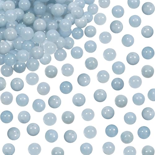 TOAOB 50 Stück 8 mm Natürliche Edelstein Aquamarin Perlen Blauer Chalcedon Perlen mit Loch zum Schmuck Basteln Auffädeln DIY Armband Halsketten Schmuckherstellung von TOAOB THE ONE AND ONLY BABY