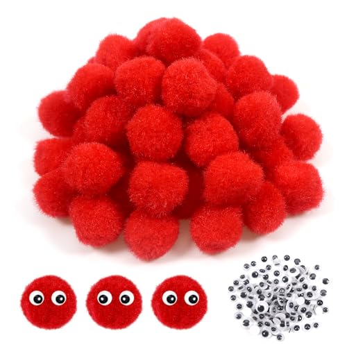 TOAOB 50 Stück Pompons zum Basteln Groß 2 cm Rot Pompom Flauschigen Plüsch set Bälle Kunst Bommel mit 100 Stück Selbstklebend Wackelaugen für Dekorieren Verzieren Nähen DIY Lustige Kreativen Handwerk TOAOB 50 Stück Pompons zum Basteln Groß 2 cm Rot Pompom Flauschigen Plüsch set Bälle Kunst Bommel mit 100 Stück Selbstklebend Wackelaugen für Dekorieren Verzieren Nähen DIY Lustige Kreativen Handwerk von TOAOB THE ONE AND ONLY BABY