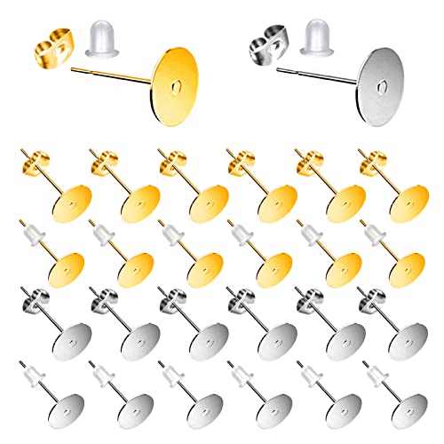 TOAOB 500 Stück 12mm Silberfarben und Goldfarben Edelstahl Ohrstecker Rohling und 6mm Ohrstöpsel aus Edelstahl und 4x5mm transparentem Kunststoff Ohrring Stopper Set für Schmuckherstellung TOAOB 500 Stück 12mm Silberfarben und Goldfarben Edelstahl Ohrstecker Rohling und 6mm Ohrstöpsel aus Edelstahl und 4x5mm transparentem Kunststoff Ohrring Stopper Set für Schmuckherstellung von TOAOB THE ONE AND ONLY BABY