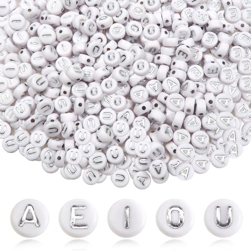 TOAOB 500 Stück 4x7mm Buchstabenperlen Vokale Silber Buchstabenperlen A E I O U Rund Acryl Spacer Perlen für Schmuckherstellung TOAOB 500 Stück 4x7mm Buchstabenperlen Vokale Silber Buchstabenperlen A E I O U Rund Acryl Spacer Perlen für Schmuckherstellung von TOAOB THE ONE AND ONLY BABY
