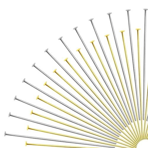TOAOB 500 Stück Flachkopfnadeln für Schmuckherstellung, 5,1 cm, Messingkopfnadeln, goldfarben, silberfarben, für Bastelarbeiten, Ohrringe, Armbänder, Halsketten, Anhänger TOAOB 500 Stück Flachkopfnadeln für Schmuckherstellung, 5,1 cm, Messingkopfnadeln, goldfarben, silberfarben, für Bastelarbeiten, Ohrringe, Armbänder, Halsketten, Anhänger von TOAOB THE ONE AND ONLY BABY