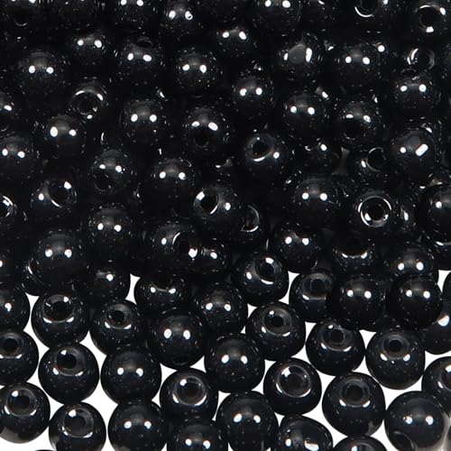 TOAOB 500 Stück Glasperlen Kunstperle mit Loch Schwarz 6mm Runde Perlen set für Kleidung DIY Halsketten Armbänder von TOAOB THE ONE AND ONLY BABY
