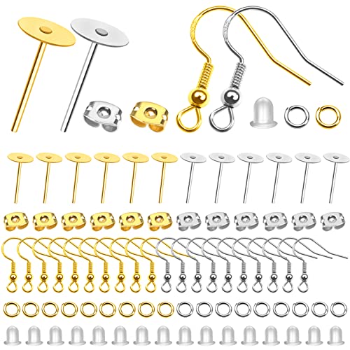 TOAOB 500 Stück Ohrringe Selber Machen Gold und Silberton Versilbert Ohrhaken Jump Ringe Ohrstecker Rohlinge und Ohrring Stopper von TOAOB THE ONE AND ONLY BABY