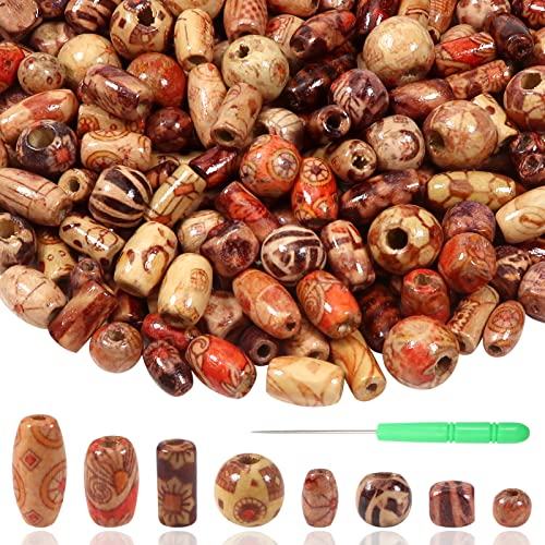 TOAOB 500 Stück Gemalt Bastelperlen zum Auffädeln Holzperlen Perlen set HolzKugeln mit Loch Verschiedene Formen Natur Hair Beads for Braids Wood Makramee Armband Dreadlocks von TOAOB THE ONE AND ONLY BABY