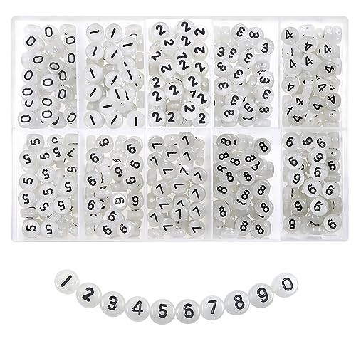 TOAOB 500 Stück Zahlen Perlen Leuchtend Weiß Farben zum Auffädeln 4x7mm Arabische Ziffern Zahlenperlen mix 0 bis 9 Spacer Perlen für Schmuckherstellung TOAOB 500 Stück Zahlen Perlen Leuchtend Weiß Farben zum Auffädeln 4x7mm Arabische Ziffern Zahlenperlen mix 0 bis 9 Spacer Perlen für Schmuckherstellung von TOAOB THE ONE AND ONLY BABY