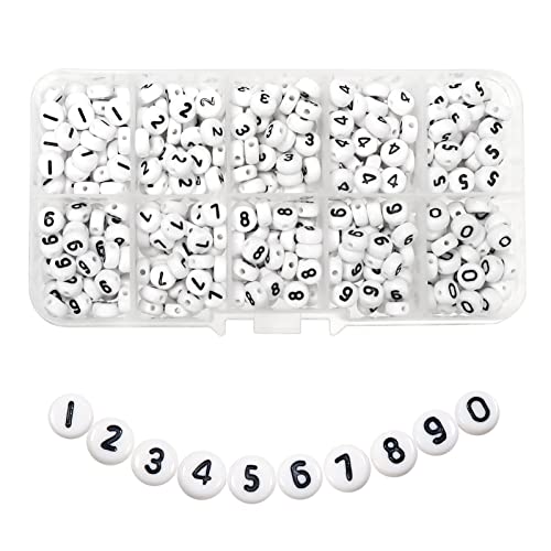 TOAOB 500 Stück Zahlen Perlen zum Auffädeln 4x7mm Arabische Ziffern Schwarz Weiß Zahlenperlen 0 bis 9 Spacer Perlen für Schmuckherstellung von TOAOB THE ONE AND ONLY BABY