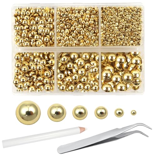 TOAOB 5000 Stück halbrunde Perlen Gold Cabochon flache Perlen Kunststoff Bead für Dekorationen Scrapbooking Nail Art DIY Handwerk Modeschmuck von TOAOB THE ONE AND ONLY BABY
