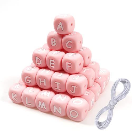 TOAOB 52 Stück Buchstabenperlen aus Silikon für Armbänder 12 mm Rosa und Weiß Würfel Große Alphabet Perlen und 2 m Faden für Halsketten Modeschmuck DIY Phone Ketten Schlüsselanhänger TOAOB 52 Stück Buchstabenperlen aus Silikon für Armbänder 12 mm Rosa und Weiß Würfel Große Alphabet Perlen und 2 m Faden für Halsketten Modeschmuck DIY Phone Ketten Schlüsselanhänger von TOAOB THE ONE AND ONLY BABY