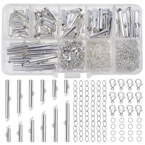 TOAOB 540 Stück 6 Größen Metall Silber Slide On End Verschluss Rohre Slider Endkappen Verschlussschmuckzubehör Karabinerverschlüssen Springring für Armband Ohrringe Schmuckherstellung TOAOB 540 Stück 6 Größen Metall Silber Slide On End Verschluss Rohre Slider Endkappen Verschlussschmuckzubehör Karabinerverschlüssen Springring für Armband Ohrringe Schmuckherstellung von TOAOB THE ONE AND ONLY BABY