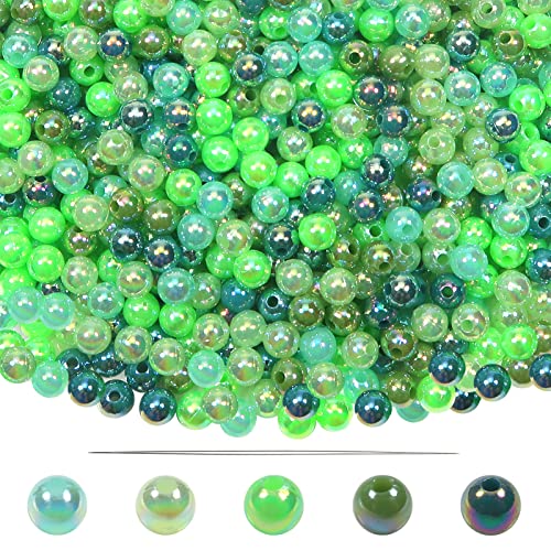 TOAOB 1000 Stück Bastelperlen Grün Serie 6 mm Acrylperlen mit Loch Runde Perlen zum Auffädeln für DIY Schmuckherstellung Armbänder Halsketten Kleidung Basteln von TOAOB THE ONE AND ONLY BABY