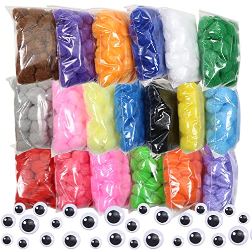 TOAOB 570 Stück Pompon 25mm Bunte Pompons zum Basteln mit 100 Stück Selbstklebend Wackelaugen Flauschigen Plüsch Bälle Kleine Bommeln für Lustige DIY Kreative Handwerk von TOAOB THE ONE AND ONLY BABY