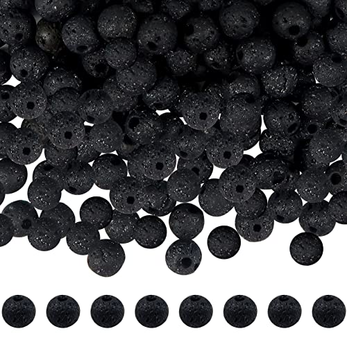 TOAOB 580 Stück Runde Perlen aus natürlichem Lavastein, 4 mm, schwarz, ungefärbt, Energieperlen für die Herstellung von Schmuck und Yoga, Armband von TOAOB THE ONE AND ONLY BABY