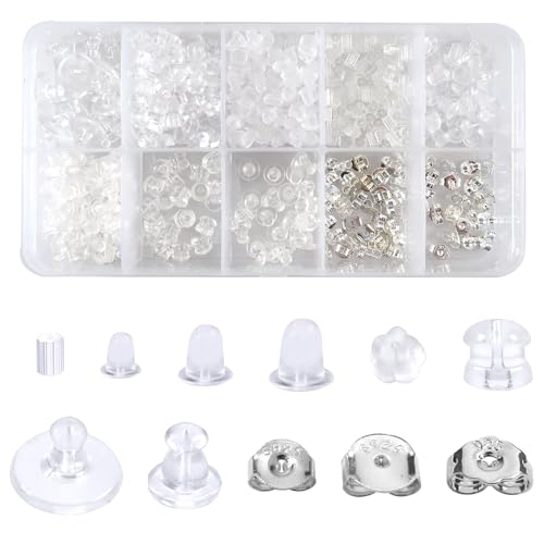 TOAOB 600 Stück Ohrring Verschlüsse 10 Stile Sichere Ohrring Rücken Stopper 925 Silber und Kunststoff Gummi Ohrstopper Schmetterlinge Runde Form Sicherheit Verschlüsse für Haken Ohrringe Ohrstecker TOAOB 600 Stück Ohrring Verschlüsse 10 Stile Sichere Ohrring Rücken Stopper 925 Silber und Kunststoff Gummi Ohrstopper Schmetterlinge Runde Form Sicherheit Verschlüsse für Haken Ohrringe Ohrstecker von TOAOB THE ONE AND ONLY BABY