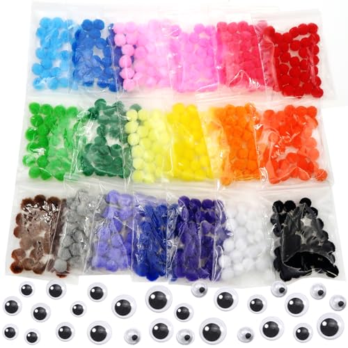 TOAOB 670 Stück Pompons 10mm Bunte Pompom Flauschigen Plüsch set Bälle Kunst Bommel Einschließlich 100 Stück Selbstklebend Wackelaugen für Lustige DIY Kreative Handwerk TOAOB 670 Stück Pompons 10mm Bunte Pompom Flauschigen Plüsch set Bälle Kunst Bommel Einschließlich 100 Stück Selbstklebend Wackelaugen für Lustige DIY Kreative Handwerk von TOAOB THE ONE AND ONLY BABY