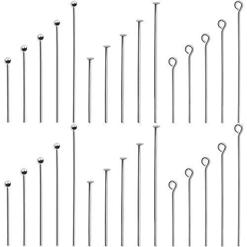 TOAOB 750 Stück Nietstifte Kettelstifte Prismenstifte 20mm 25mm 30mm 40mm 50mm Stahlfarbe Edelstahl und Messing Kugelkopfstift Kopfnadeln für DIY Schmuckherstellung von TOAOB THE ONE AND ONLY BABY