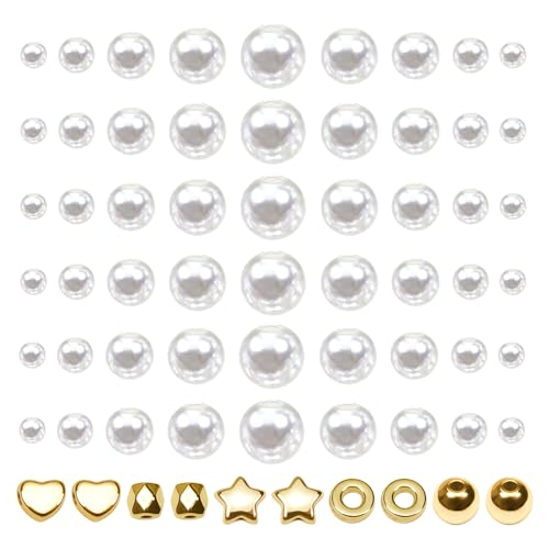 TOAOB 790 Stück Weiße Kunstperlen mit Goldabstand Runde Schmuckperlen zum Auffädeln für Halsketten Armbänder Bastelperlen Lose Perlen TOAOB 790 Stück Weiße Kunstperlen mit Goldabstand Runde Schmuckperlen zum Auffädeln für Halsketten Armbänder Bastelperlen Lose Perlen von TOAOB THE ONE AND ONLY BABY
