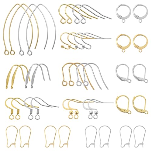 TOAOB 80 Stück Set Ohrring Haken Set Gold und Silber 10 Stile Edelstahl Französisch Pyjama Haken Ohrring Faden Leverback für Schmuckherstellung TOAOB 80 Stück Set Ohrring Haken Set Gold und Silber 10 Stile Edelstahl Französisch Pyjama Haken Ohrring Faden Leverback für Schmuckherstellung von TOAOB THE ONE AND ONLY BABY