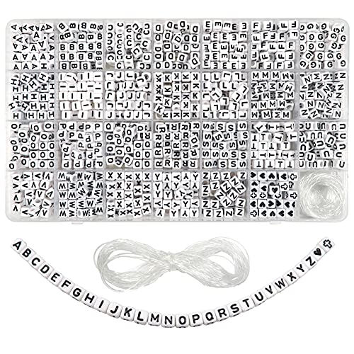 TOAOB 1300 Stück Würfel Buchstabenperlen zum Auffädeln 6mm Acryl Schwarz Alphabet Perlen Quadratische Buchstabenperlen für die Schmuckherstellung DIY Halskette Armband Schlüsselbund von TOAOB THE ONE AND ONLY BABY